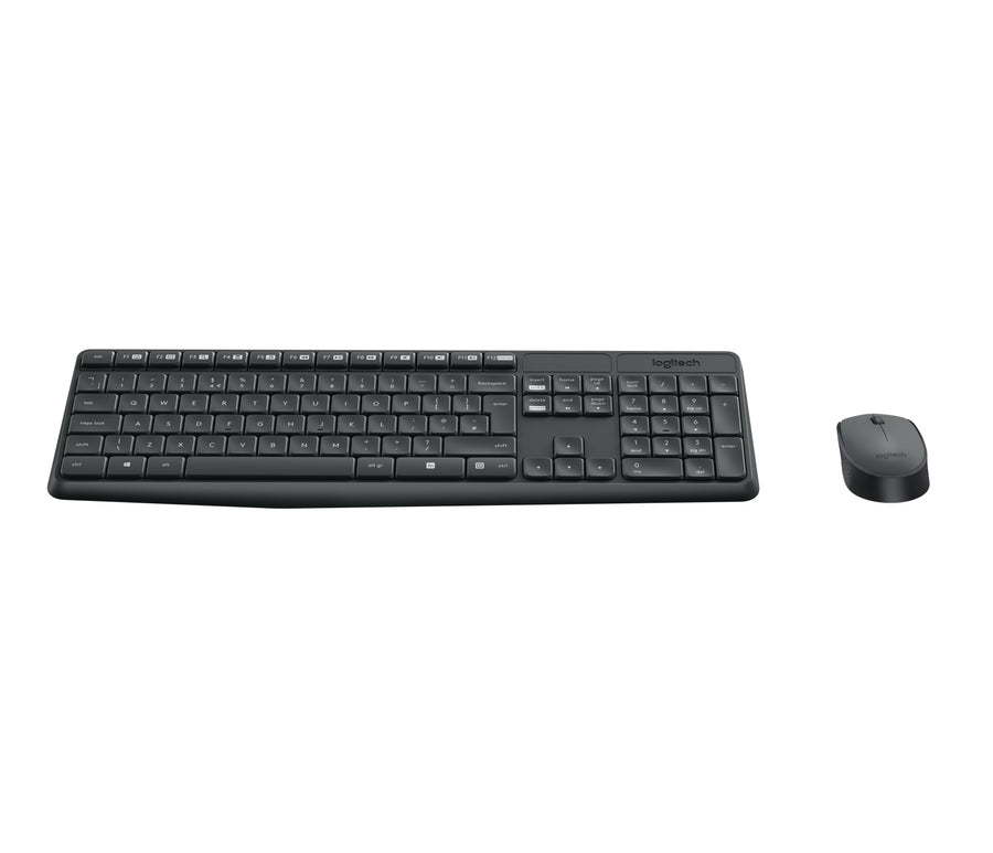Logitech MK235 keyboard Mouse included Universal RF Wireless Greek Grey