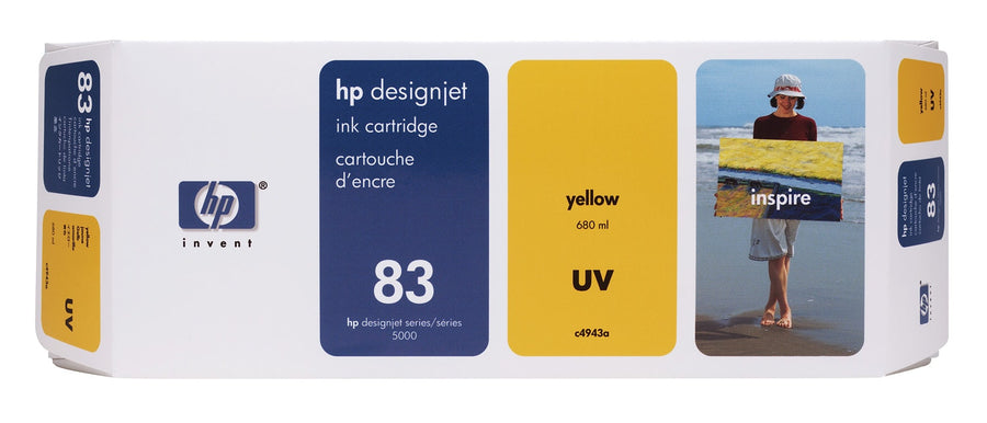 HP C4943A/83 Ink cartridge yellow, UV-Ink 680ml for HP DesignJet 5000 UV