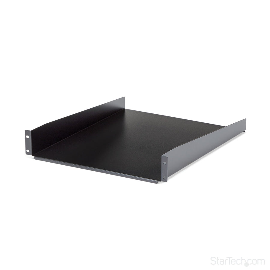 StarTech.com 2U Server Rack Shelf - Universal Rack Mount Cantilever Shelf for 19" Network Equipment Rack & Cabinet - Heavy Duty Steel – Weight Capacity 50lb/23kg - 22" Deep Tray, Black - TAA