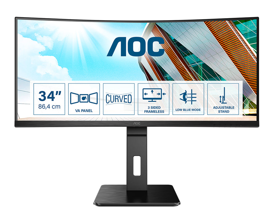 AOC P2 CU34P2A computer monitor 86.4 cm (34") 3440 x 1440 pixels Quad HD LED Black