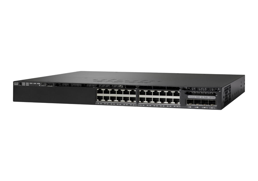 Cisco Catalyst 3650-24PS-L Network Switch, 24 Gigabit Ethernet (GbE) PoE+ Ports, four 1 G Uplinks, 640WAC Power Supply, 1 RU, LAN Base Feature Set, Enhanced Limited Lifetime Warranty (WS-C3650-24PS-L)