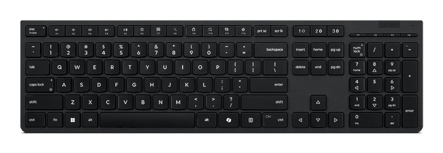 Lenovo Professional Wireless Rechargeable (Nordic) keyboard Home/Office RF Wireless + Bluetooth Black