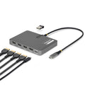 StarTech.com USB-C to Quad-Monitor Workstation Adapter, 4K 60Hz HDMI, 140W PD Passthrough for Laptop Charging, USB Port for Wireless Keyboard / Mouse, TAA