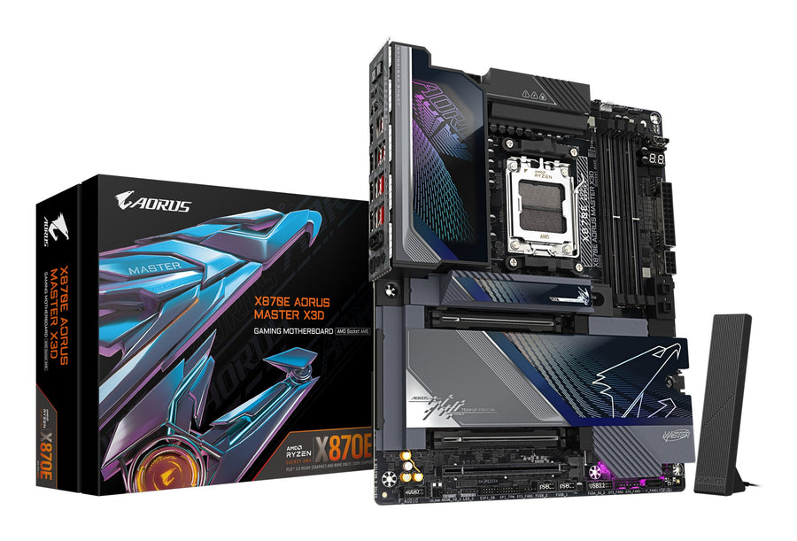 GIGABYTE X870E AORUS MASTER X3D Motherboard - Supports AMD Ryzen 9000 CPUs, 18+2+2 Phases Digital VRM, up to 9000Hz DDR5 (OC), 2xPCIe 5.0 + 3xPCIe 4.0, Wi-Fi 7, 10GbE LAN, USB 4