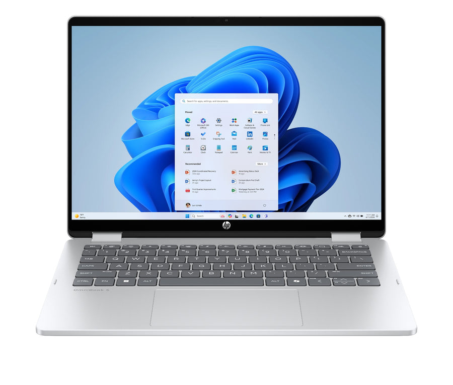 HP OmniBook 5 Flip 2-in-1 Laptop 14-fp0002nax Intel� CoreT i5 i5-1334U 35.6 cm (14") Touchscreen 2K 8 GB LPDDR5-SDRAM 512 GB SSD Wi-Fi 6 (802.11ax) Windows 11 Home Silver