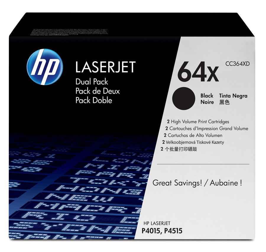 HP CC364XD/64XD Toner cartridge black twin pack, 2x24K pages ISO/IEC 19752 Pack=2 for HP LaserJet P 4015