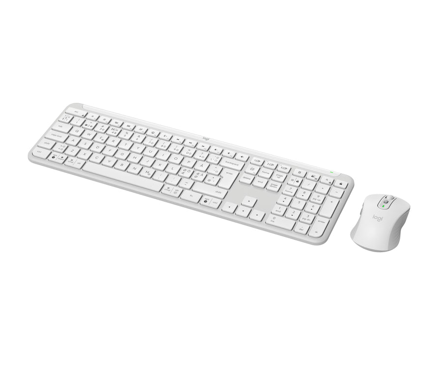 Logitech Signature Slim Combo MK950 keyboard Mouse included Office RF Wireless + Bluetooth QWERTY Nordic White