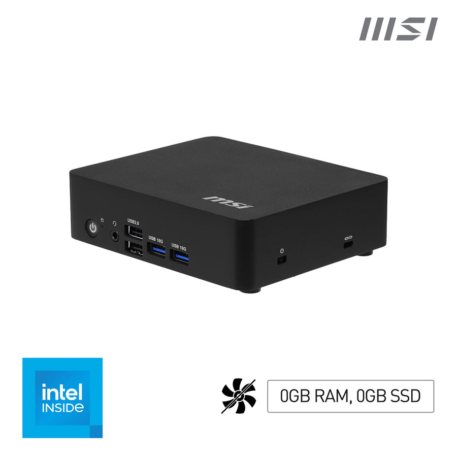 MSI Cubi NUC TWG S N150 BB (Intel N150, NO RAM, NO SSD, NO OS) - Barebone, NUC, USFF, Mini Computer, Fanless/Intel Graphics/DDR5/Type-C/Dual HDMI/Dual LAN/WiFi 6E/BT 5.3/VESA
