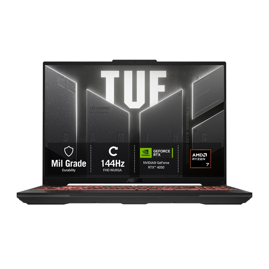 ASUS TUF Gaming A16 FA607NUQ-RL009W AMD RyzenT 7 170 Laptop 40.6 cm (16") WUXGA 16 GB DDR5-SDRAM 512 GB SSD NVIDIA GeForce RTX 4050 Wi-Fi 6 (802.11ax) Windows 11 Home Grey, Black