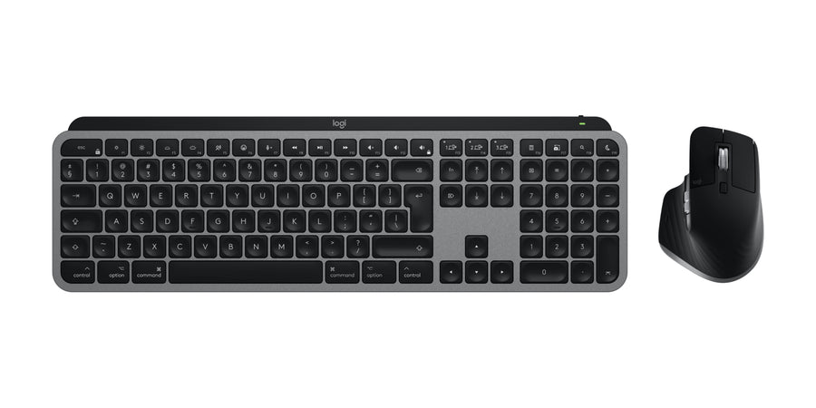 Logitech Master MX Keys S Combo for Mac keyboard Mouse included Home/Office RF Wireless + Bluetooth QWERTY US International Aluminium, Black