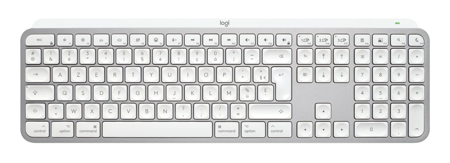 Logitech Master MX Keys S for Mac keyboard Office RF Wireless + Bluetooth AZERTY French Aluminium, White