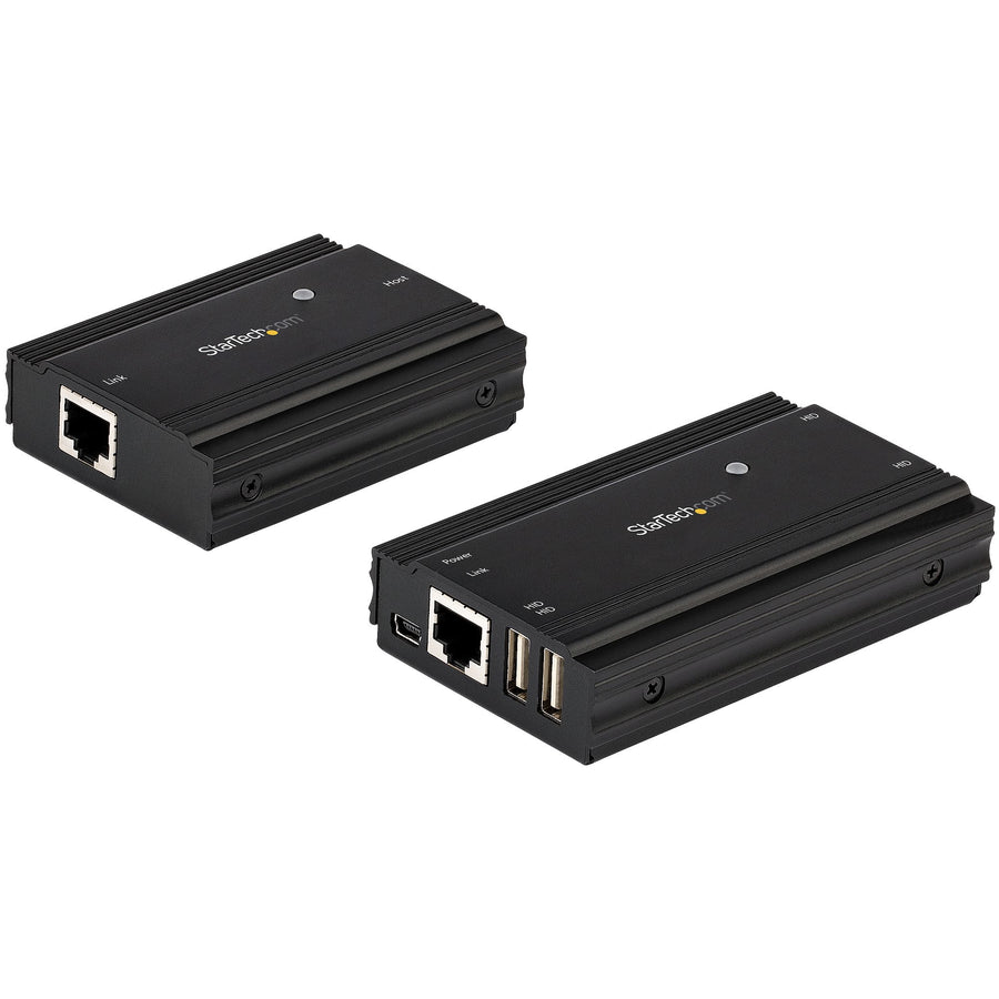 StarTech.com 4-Port USB 2.0 Extender Hub over Single CAT5e/CAT6 Ethernet Cable (RJ45) - 330ft (100m) - USB Extender Hub Adapter Kit - Metal Housing - Externally Powered - 480 Mbps - TAA