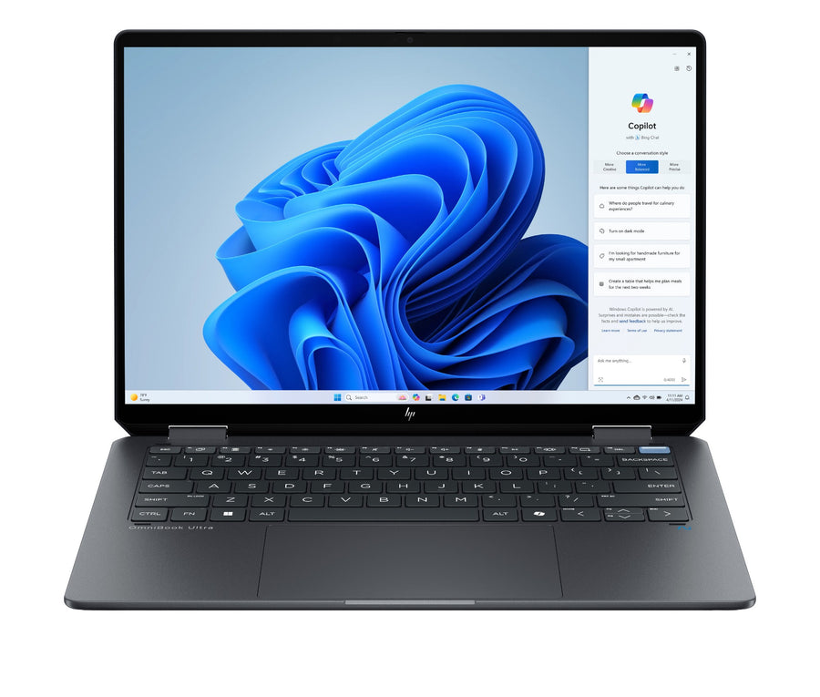 HP OmniBook Ultra Flip 14-fh0006na Copilot+ PC Intel Core Ultra 7 256V Hybrid (2-in-1) 35.6 cm (14") Touchscreen 3K 16 GB LPDDR5x-SDRAM 1 TB SSD Wi-Fi 7 (802.11be) Windows 11 Home Black, Grey