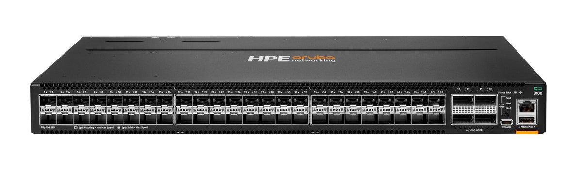 HPE Aruba Networking CX 8100 48p SFP+ 10G 4p QSFP28 100G Power to Connector Airflow Switch