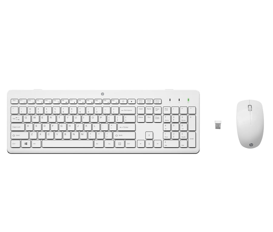 HP 230 Wireless Mouse and Combo keyboard Mouse included RF Wireless AZERTY Belgian White