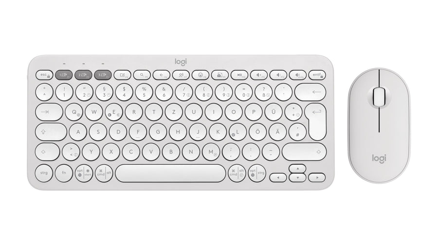 Logitech 920-012204 keyboard Mouse included Universal RF Wireless + Bluetooth QWERTZ German White