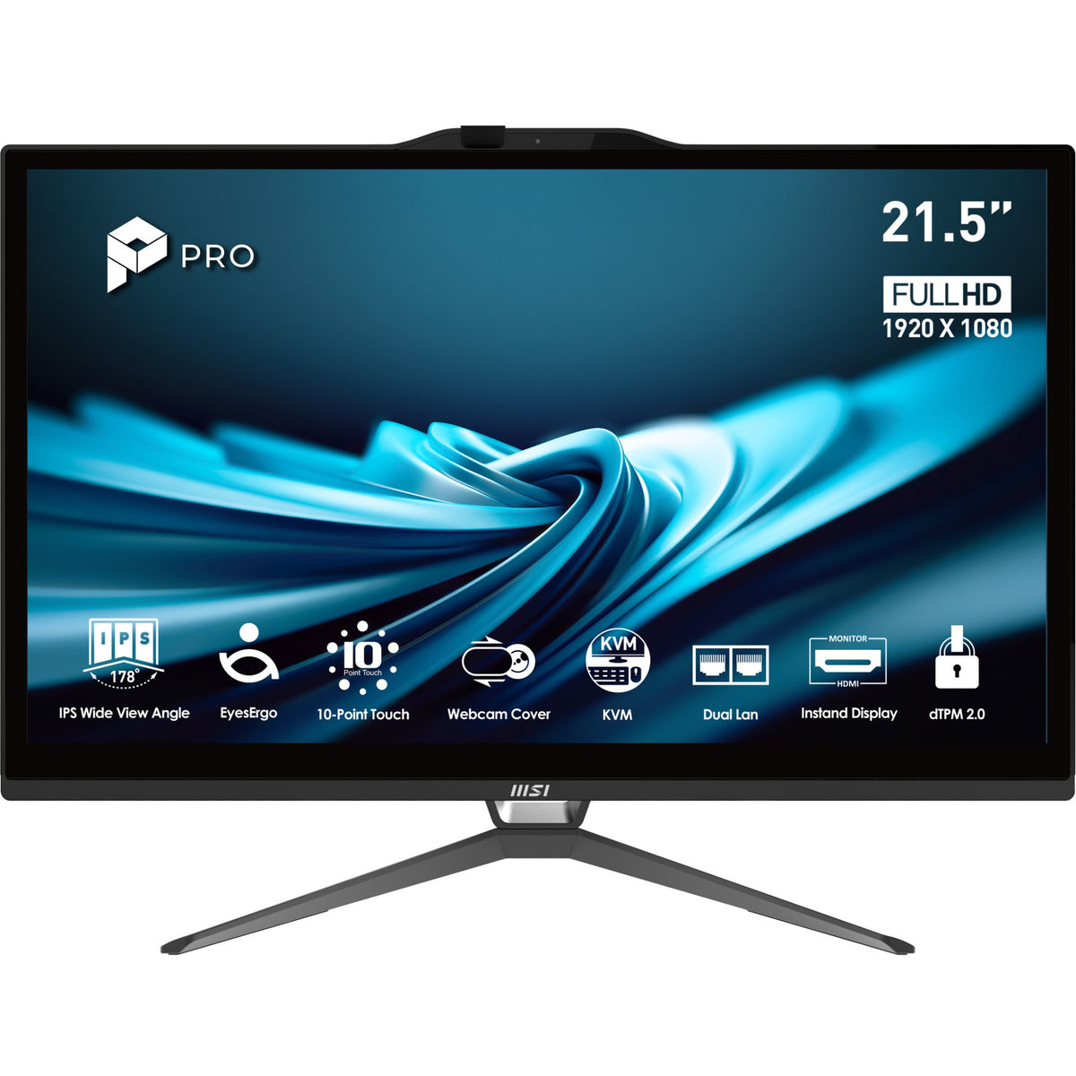 MSI Pro AP222T 14M-620EU Intel® Pentium® Gold G7400 54.6 cm (21.5") 1920 x 1080 pixels Touchscreen All-in-One PC 8 GB DDR4-SDRAM 128 GB SSD Windows 11 Pro Wi-Fi 5 (802.11ac) Black