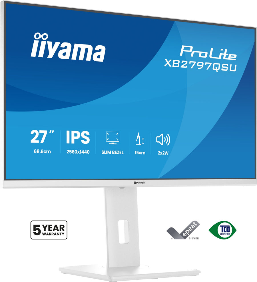 iiyama ProLite XB2797QSU-W1 computer monitor 68.6 cm (27") 2560 x 1440 pixels Quad HD LED White