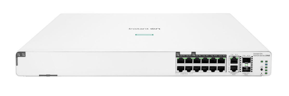 HPE Networking Instant On Switch 8p Gigabit CL4 4p SR2.5G CL6 PoE 2p 10GBT 2p SFP+ 480W 1960