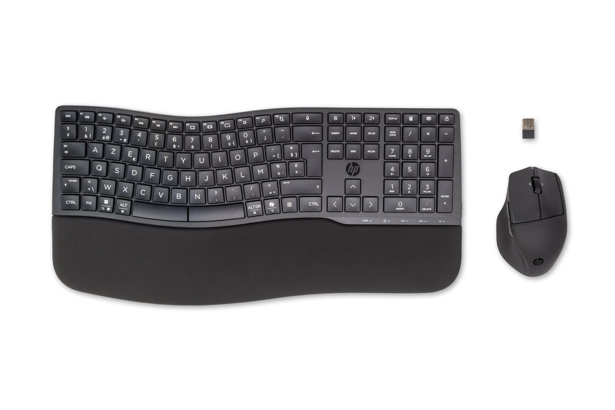 HP 680 Comfort Dual-Mode and Mouse Combo keyboard Mouse included Home RF Wireless + Bluetooth AZERTY Belgian Black