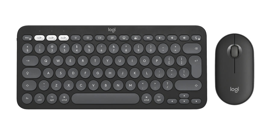 Logitech Pebble 2 Combo for Mac keyboard Mouse included Universal RF Wireless + Bluetooth QWERTY US International Graphite
