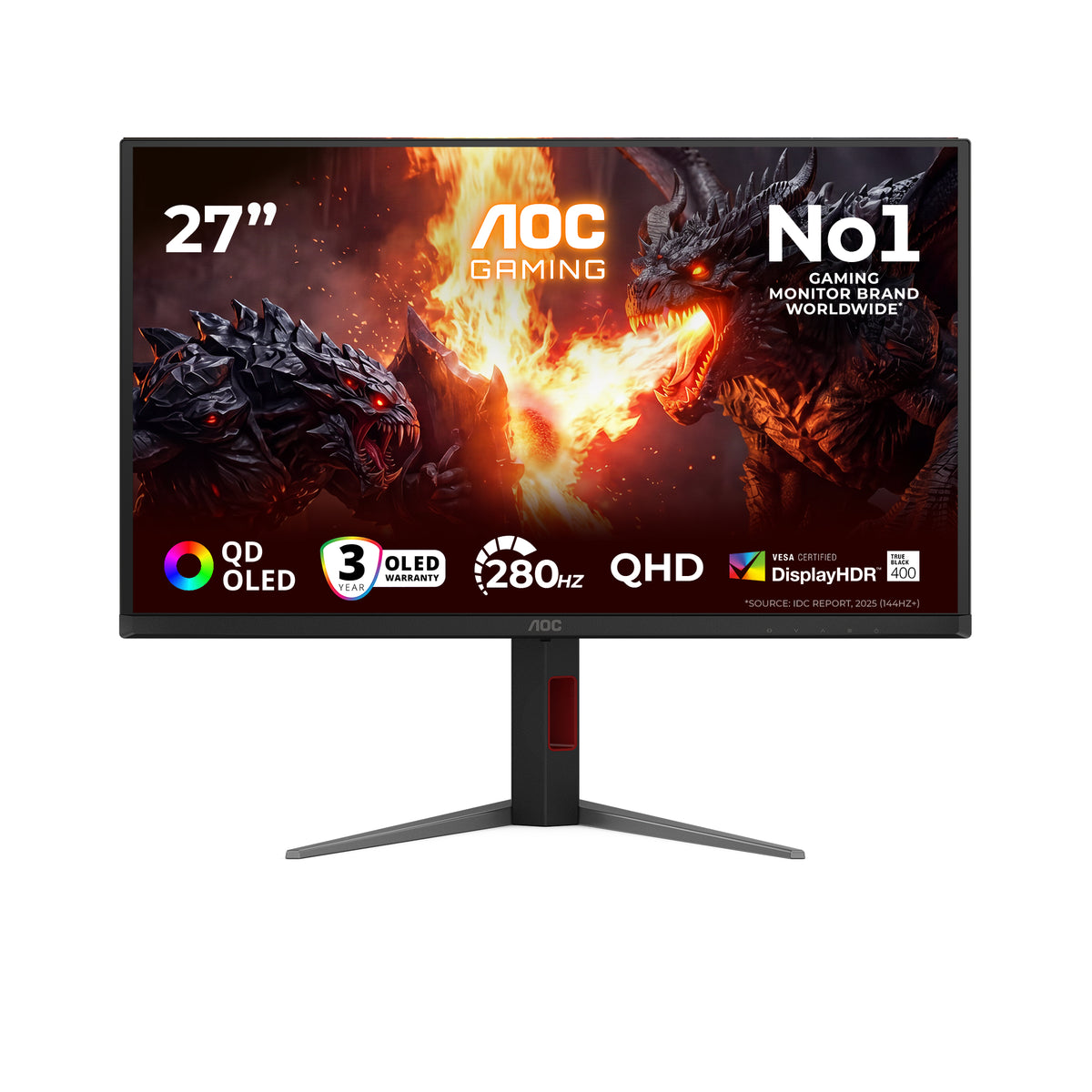AOC G4 Q27G4ZD computer monitor 67.3 cm (26.5") 2560 x 1440 pixels Quad HD QD-OLED Black, Red