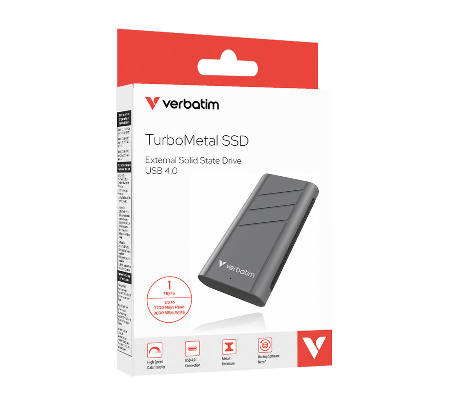 Verbatim TurboMetal SSD USB4 1TB USB Type-C USB4 Gen 2x2 Silver