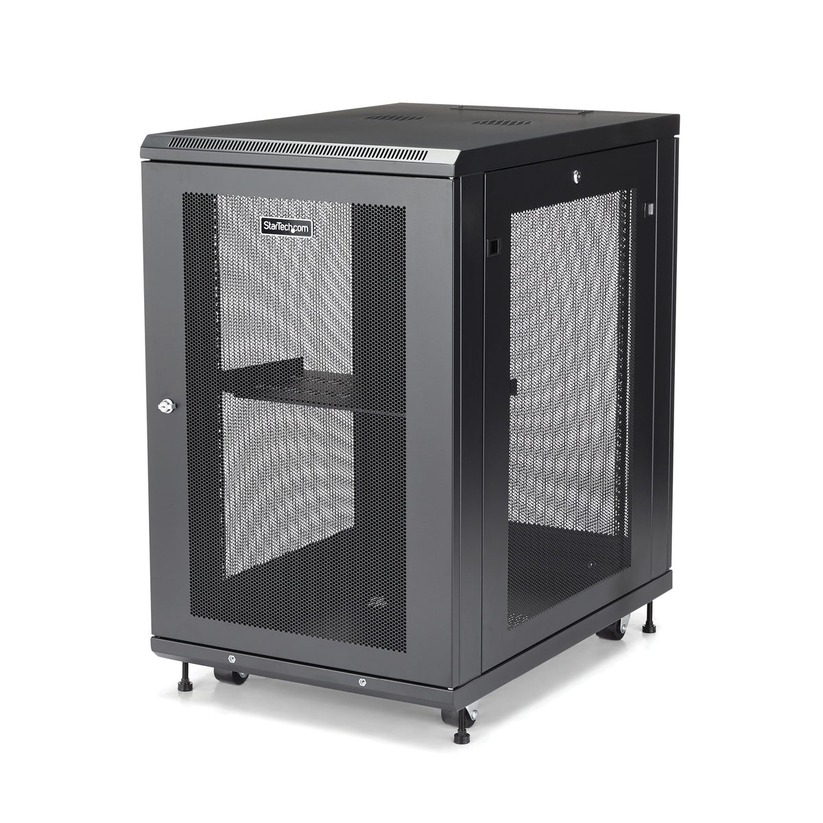 StarTech.com 18U Enterprise-Grade Server Rack Cabinet Kit, 19in Enclosed 4-Post Rack with Shelf and Cable Management, 29in (75cm) Mounting Depth, 992lb (450kg) Capacity
