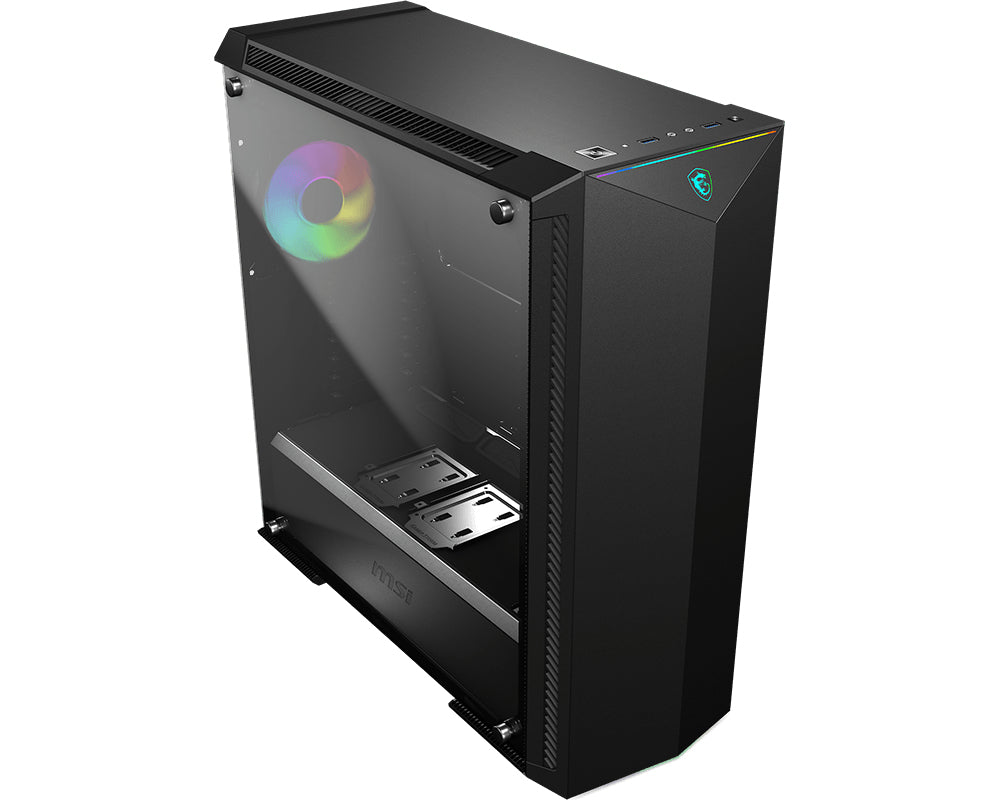 MSI MPG GUNGNIR 100 Mid Tower Gaming Computer Case 'Black, 1x 120mm ARGB + 3x 120mm Fan, Mystic Light Sync, 8 Channel ARGB Hub, Tempered Glass Panels, E-ATX, ATX, mATX, mini-ITX'
