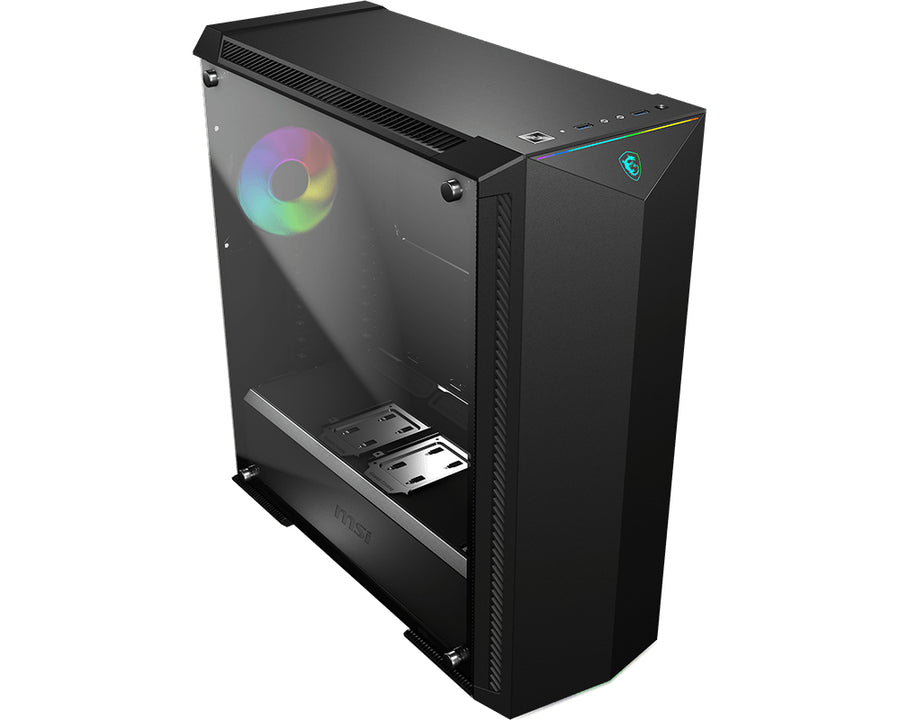 MSI MPG GUNGNIR 100 Mid Tower Gaming Computer Case 'Black, 1x 120mm ARGB + 3x 120mm Fan, Mystic Light Sync, 8 Channel ARGB Hub, Tempered Glass Panels, E-ATX, ATX, mATX, mini-ITX'