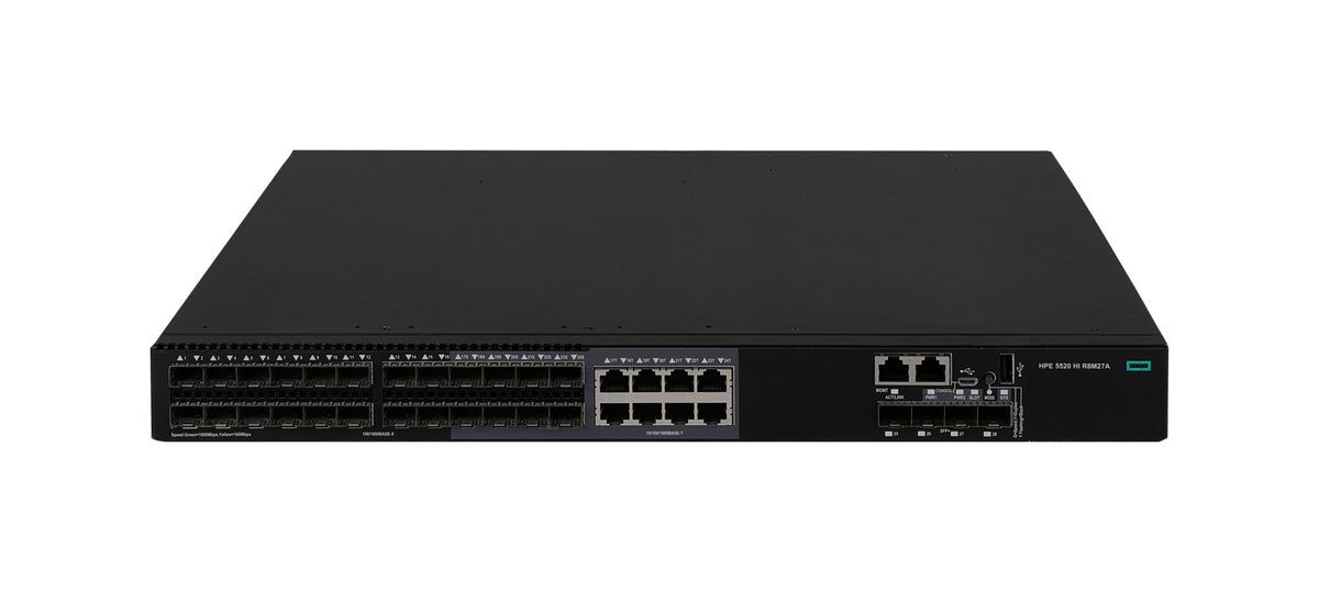 HPE Networking Comware Switch 24 SFP 4 10G/1G BASE-X SFP+ 1 Exp slot 2 Fan Tray 2 PS 5520HI