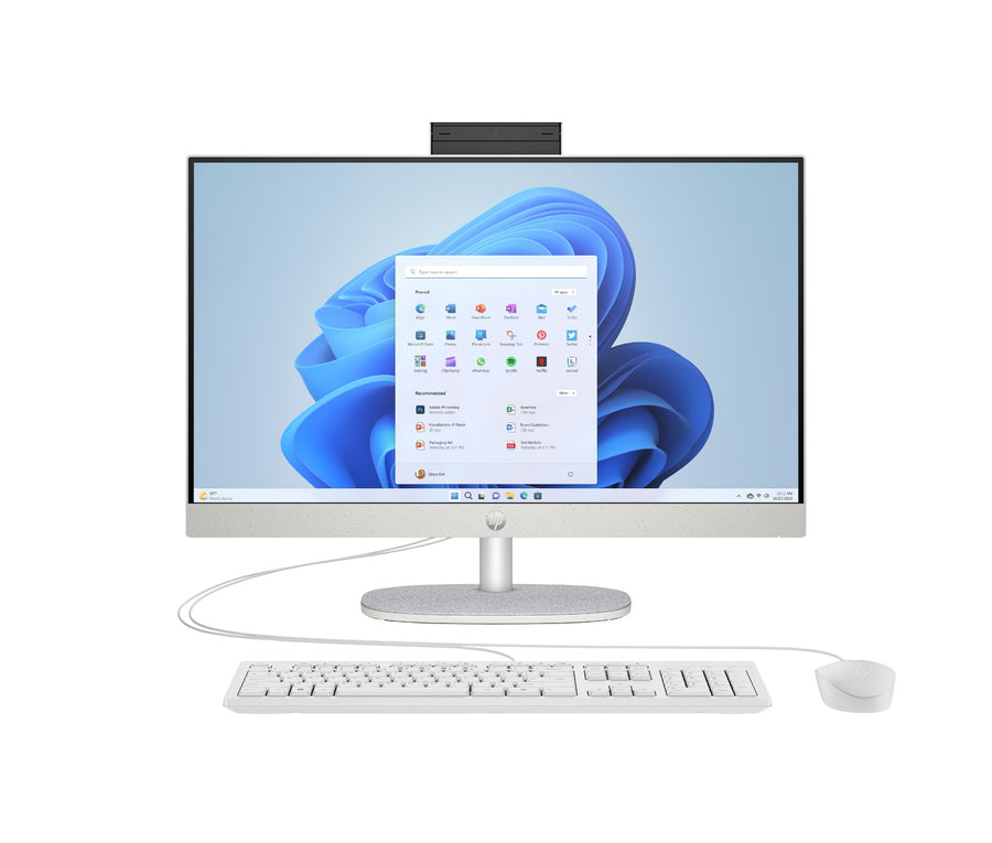 HP All-in-One 24-cr0046na Intel� CoreT i5 i5-1335U 60.5 cm (23.8") 1920 x 1080 pixels All-in-One PC 8 GB DDR4-SDRAM 1 TB SSD Windows 11 Home Wi-Fi 6 (802.11ax) White