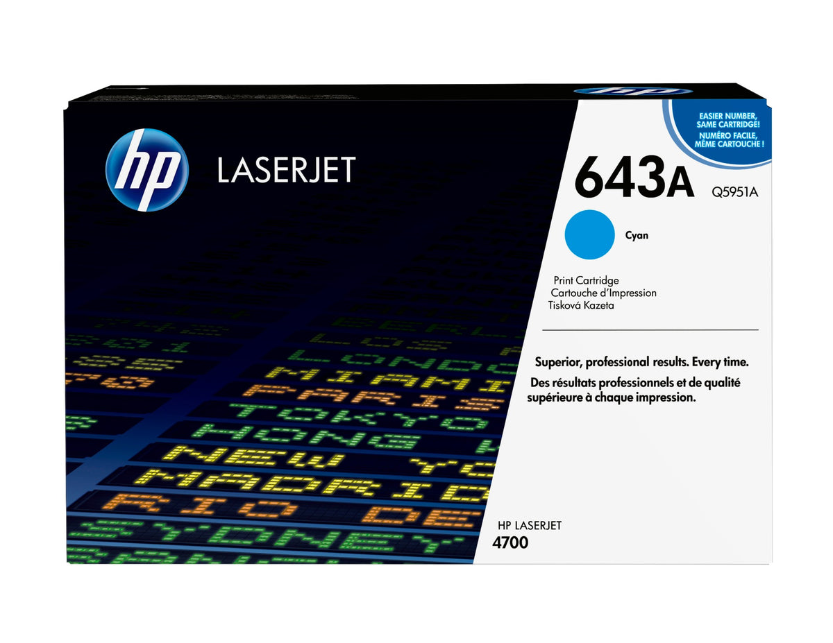 HP Q5951A/643A Toner cartridge cyan, 10K pages/5% for HP Color LaserJet 4700