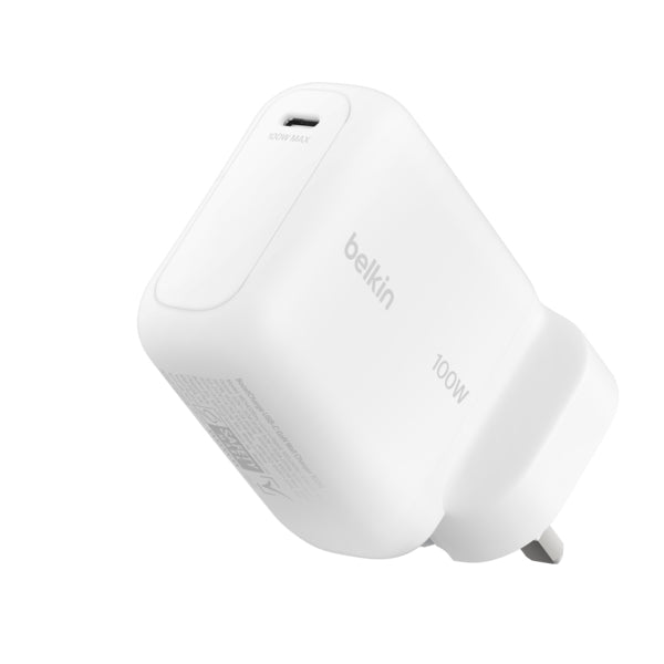 Belkin 100W 1C GAN WALL CHARGER WHITE Wireless USB 3.2 Gen 1 (3.1 Gen 1) Type-C