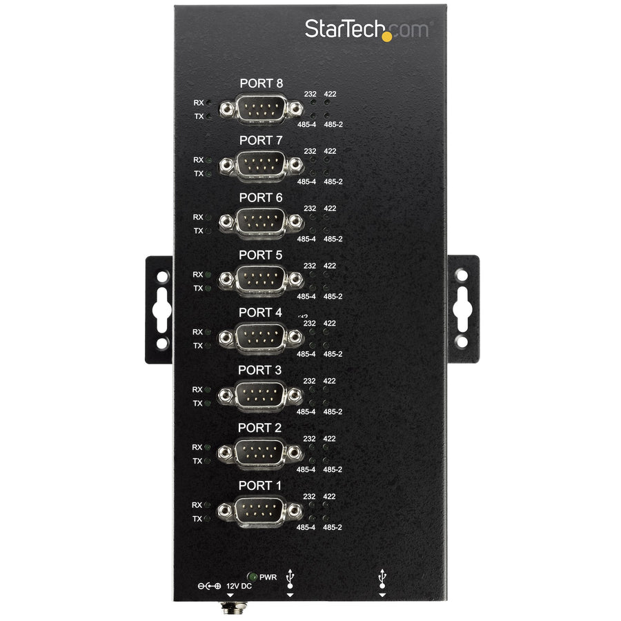 StarTech.com 8 Port Serial Hub USB to RS232/RS485/RS422 Adapter - Industrial USB 2.0 to DB9 Serial Converter Hub - IP30 Rated - Din Rail Mountable Metal Serial Hub - 15kV ESD Protection - TAA