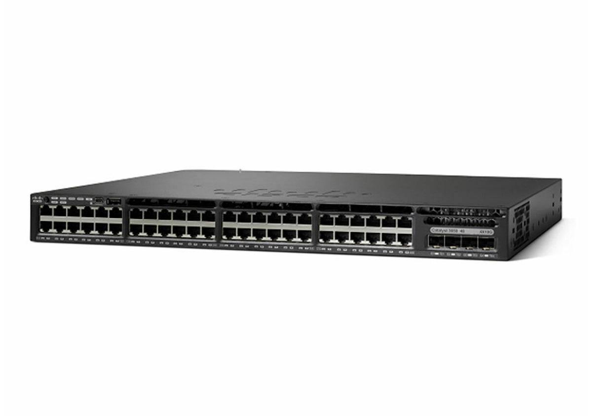 Cisco Catalyst 3650-48FD-S Network Switch, 48 Gigabit Ethernet (GbE) PoE+ Ports, two 10 G and two 1 G Uplinks, 1025WAC Power Supply, 1 RU, Enhanced Limited Lifetime Warranty (WS-C3650-48FD-S)