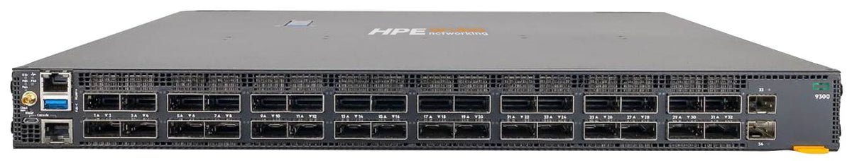 HPE Aruba Networking CX 9300-32D 32p QSFP-DD 2p 10G SFP+ Front-to-Back 6 Fans 2 AC PSU Bundle