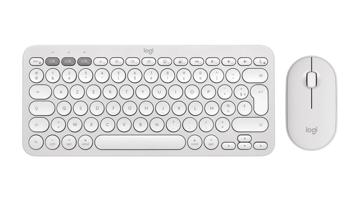 Logitech Pebble 2 Combo keyboard Mouse included Universal RF Wireless + Bluetooth QWERTY US International White