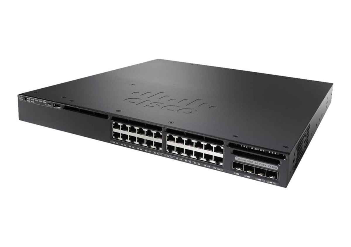 Cisco Catalyst 3650-24PD-S Network Switch, 24 Gigabit Ethernet (GbE) PoE+ Ports, two 10 G and two 1 G Uplinks, 640WAC Power Supply, 1 RU, Limited Lifetime Warranty (WS-C3650-24PD-S)
