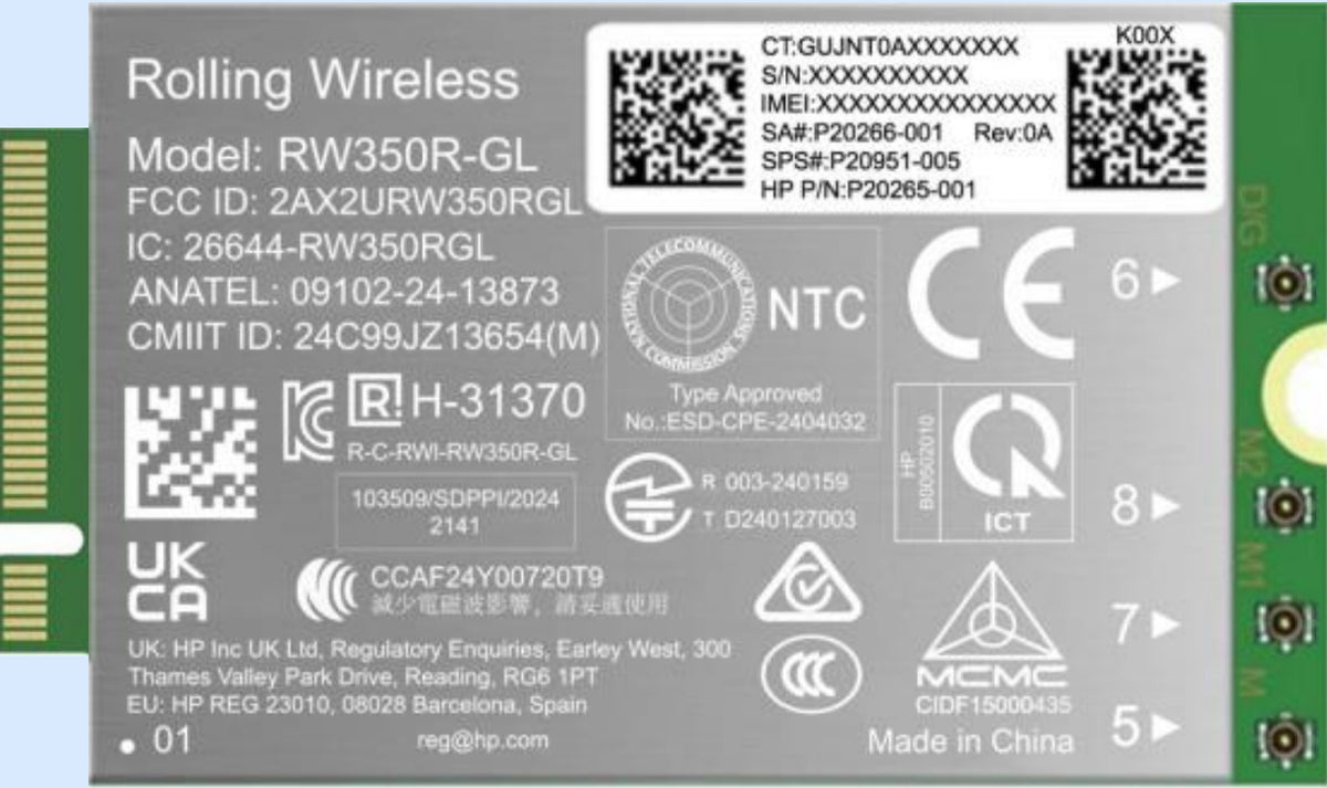 HP 4G LTE-Advanced Pro Cat19 WWAN interface cards/adapter Internal
