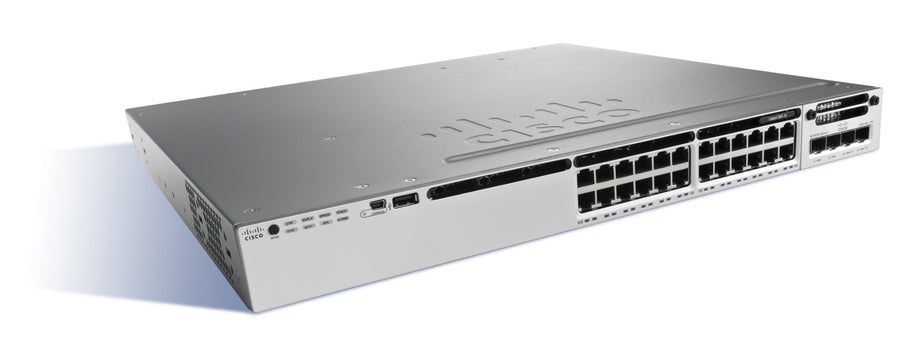 Cisco C3850-24T-S, Refurbished Managed Black, Grey