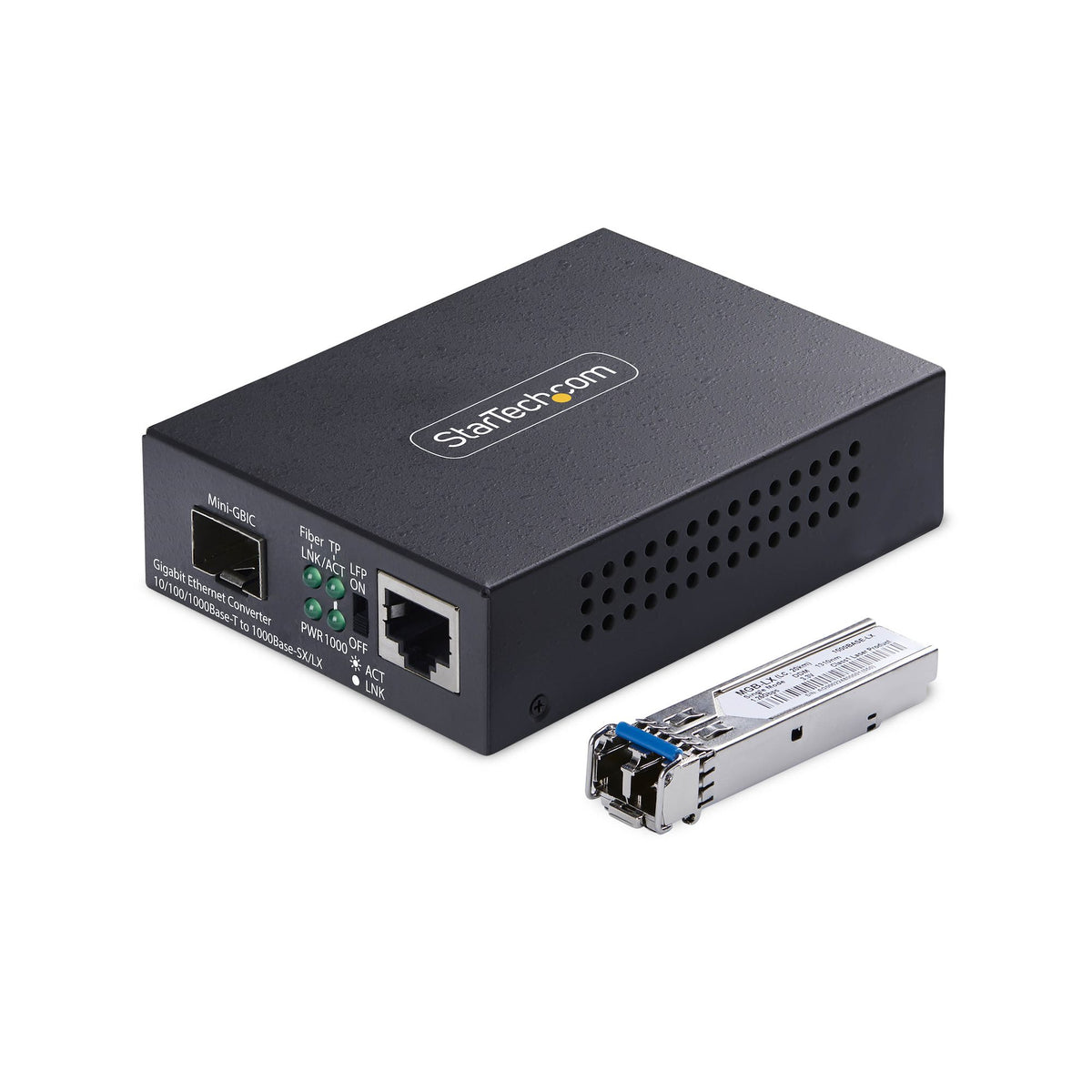 StarTech.com Single-Mode (SM) LC Fiber Media Converter for 10/100/1000 Networks, Standalone Gigabit Ethernet to Fiber Converter, 20km - TAA