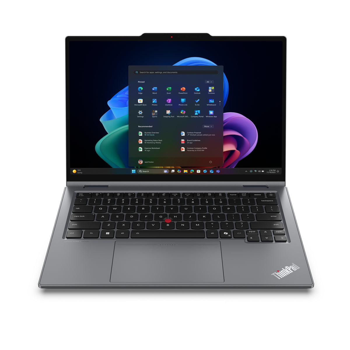Lenovo ThinkPad X1 2-in-1 Gen 11 Aura Edition Copilot+ PC Intel Core Ultra 7 355 Hybrid (2-in-1) 35.6 cm (14") Touchscreen WUXGA 32 GB LPDDR5x-SDRAM 1 TB SSD Wi-Fi 7 (802.11be) Windows 11 Pro German Grey