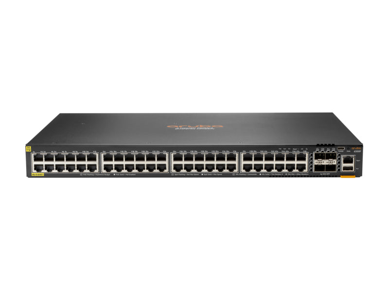 HPE Aruba Networking Aruba 6300F 48-port 1GbE Class 4 PoE & 4-port SFP56 Managed L3 Gigabit Ethernet (10/100/1000) Power over Ethernet (PoE) 1U Grey