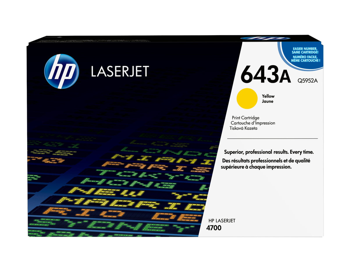 HP Q5952A/643A Toner cartridge yellow, 10K pages/5% for HP Color LaserJet 4700