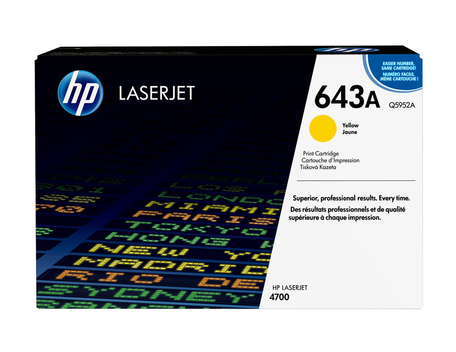 HP Q5952A/643A Toner cartridge yellow, 10K pages/5% for HP Color LaserJet 4700