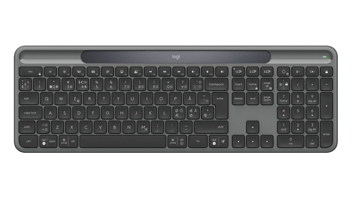 Logitech Signature Slim Solar + K980 keyboard Universal RF Wireless + Bluetooth QWERTY Danish, Finnish, Norwegian, Swedish Graphite