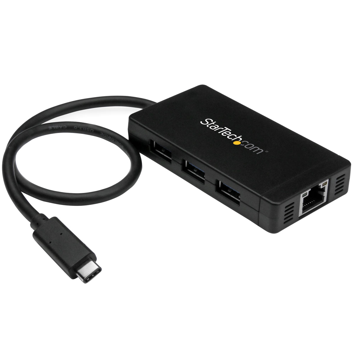 StarTech.com 3-Port USB-C Hub with Gigabit Ethernet - USB-C to 3x USB-A - USB 3.0 (5Gbps) - Includes Power Adapter - TAA