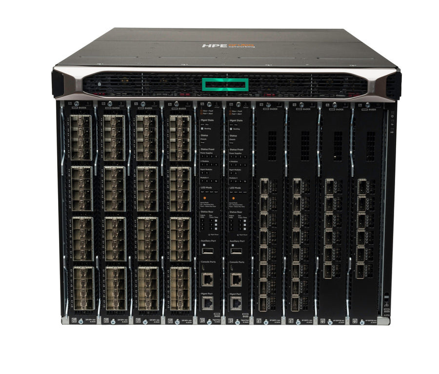 HPE Aruba Networking CX 8400 1x Mgmt 3x PS 2x 8400X Fabric 1x 32p 10G 1x 8p 40G Module Bundle