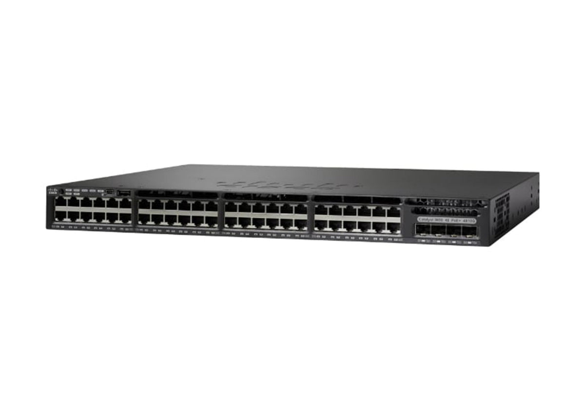 Cisco Catalyst 3650-48PS-L Network Switch, 48 Gigabit Ethernet (GbE) PoE+ Ports, four 1 G Uplinks, 640WAC Power Supply, 1 RU, LAN Base Feature Set, Enhanced Limited Lifetime Warranty (WS-C3650-48PS-L)